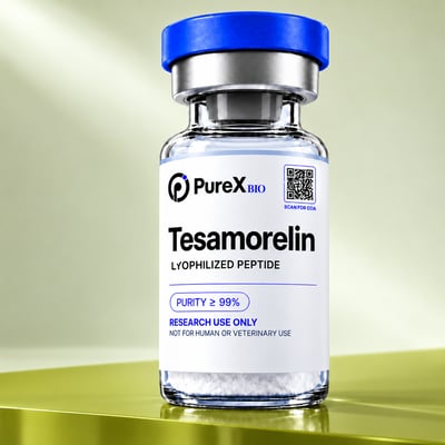 Tesamorelin 10mg research peptide vial — view 1