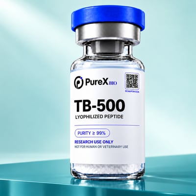 TB-500 10mg research peptide vial — view 1