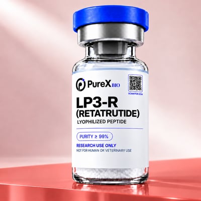 LP3-R research peptide vial — view 1