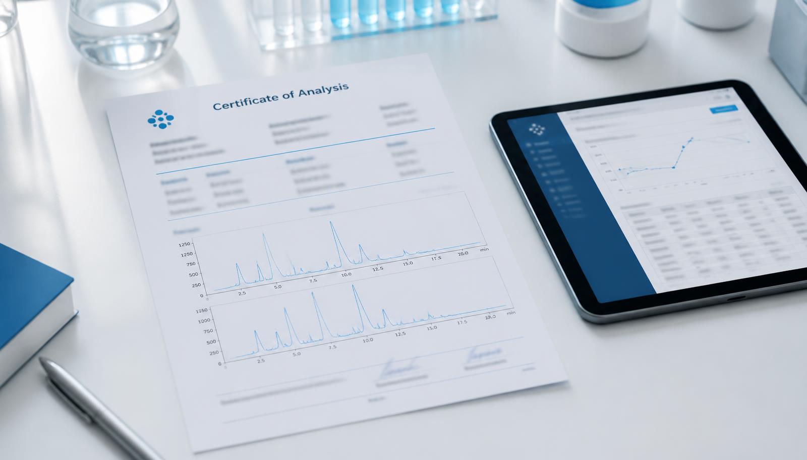 Certificate of Analysis with chromatogram