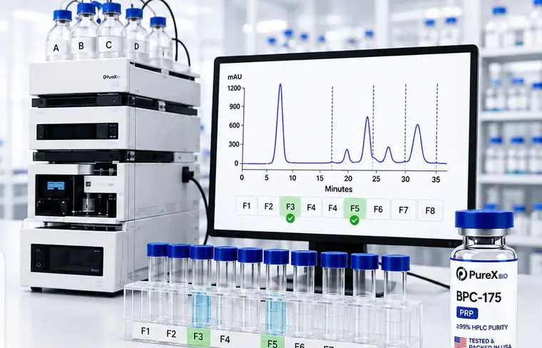 Reverse-phase HPLC separation in progress